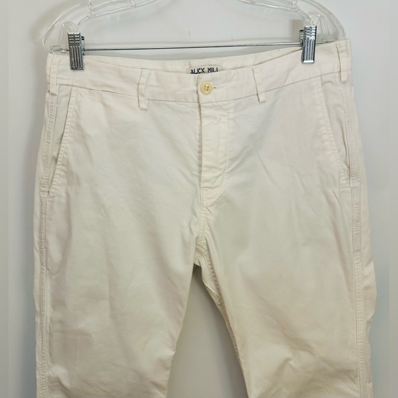 $145 ALEX MILL Pants Mens 32x30” Flat Front Chino Oat Milk Stretch Tapered Hem - Picture 6 of 12